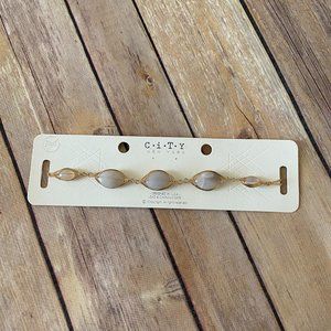 New City New York Women's Gemstone Choker Necklace Marbled Ivory Color Jewelry